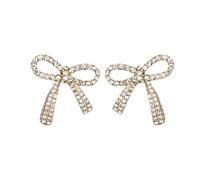 Ladies' Bow Earrings Fashionable And Shiny Chain Tassel Earrings Bow Pearl Pendant Earrings Dance Dresses Ladies' Jewelry Stockings Christmas Orecchino Anello Argento (Gold, One Size)