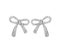Ladies' Bow Earrings Fashionable And Shiny Chain Tassel Earrings Bow Pearl Pendant Earrings Dance Dresses Ladies' Jewelry Stockings Christmas Orecchino Anello Argento (Silver, One Size)