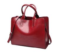 Ladies' Fashion Vintage Zipper Shoulder Handbag With Large Capacity Solid Color 2026(Wine)