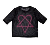 Ladies Him Pink Heartagram Mesh Crop Top ufficiale Donne maglietta signore