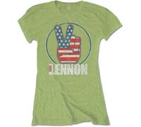 Ladies John Lennon Peace Fingers Us Flag ufficiale Donne maglietta signore