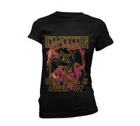 Ladies Led Zeppelin Black Flames Black autorizzato Donne maglietta