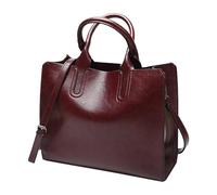 Ladies & Mens Fashion Vintage Solid Color Zipper Large Capacity Shoulder Handbag(Coffee)