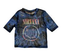 Ladies Nirvana Pastel Happy Face Mesh Crop Top ufficiale Donne maglietta signore