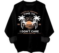 Ladies of Percebu Time to I Don't Care, felpa con cappuccio divertente per vacanze al mare, Nero , XXL