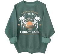 Ladies of Percebu Time to I Don't Care, felpa con cappuccio divertente per vacanze al mare, Verde, XL