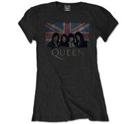 Ladies Queen Freddie Mercury Black Union Jack autorizzato Donne maglietta