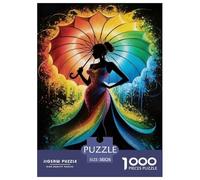 Ladies' Silhouette And Rainbow Umbrella Jigsaw Puzzle Impossible 1000Pcs Interesting Decorazione Per La Casa. Rilassamento E Intelligence Per Adulti E Ragazzi Da 14 Anni 38x26cm/1000pcs
