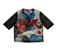 Ladies Slipknot Face & Logo Mesh Crop Top autorizzato Donne maglietta