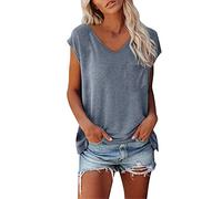 Ladies Summer Top Short Sleeves V Neck Plain Color Soft Loose Fitting T Shirts Casual Blouses Party Shirts Going out Tshirt Clothing D-79
