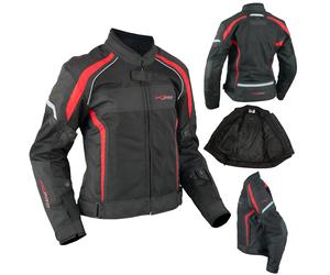 Ladies Textile Jacket Motorcycle Motorbike Armour CE Breathable Summer Red M