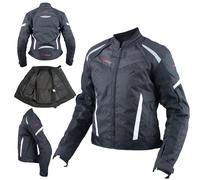 Ladies Textile Jacket Motorcycle Motorbike Armour CE Sport Touring Black 2X
