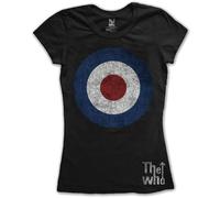 Ladies The Who Black Target Logo Distressed autorizzato Donne maglietta