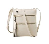 Ladies' Trendy Fashion Mini Shoulder Bag Soft Leather Solid Color Large Capacity Adjustable Belt(Beige)
