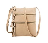 Ladies' Trendy Fashion Mini Shoulder Bag Soft Leather Solid Color Large Capacity Adjustable Belt(Khaki)