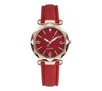 Ladies Watch Women's Watch Middle School Student Belt Stone for Men(Red, One Size)