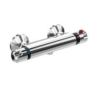 LADOKEE Rubinetto per doccia con termostato, rubinetto per vasca da bagno, termostato, per doccia, in ottone, cromato, con pulsante di sicurezza a 38 °C