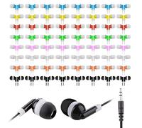 Ladont Confezione da 50 auricolari per bambini, per classe, studenti, con cavo, per biblioteca scolastica, 3,5 mm, multicolore, per Chromebook e PC portatili