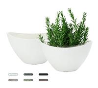 LaDoVita Vasi per piante con fori di drenaggio, confezione da 2 fioriere da 30,5 cm, per piante da interno, vasi da fiori in plastica, fioriera decorativa moderna per giardino, esterno, casa, bianco