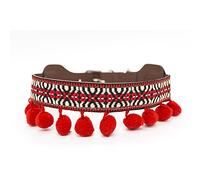 Ladran Gaucho Collare per Cane Frida in Pelle Sintetica, Rosso, Beige, Nero, Taglia M, Eco-friendly, Handmade in Messico, Sostegno all'Artigianato Locale