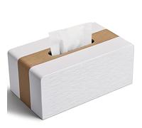 LADSTAG Porta Fazzoletti Rettangolare, Scatola Fazzoletti Portafazzoletti in Pelle (Oro & Bianco)