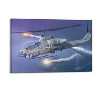 LADV Poster AH-1W su tela, motivo: aerei militari AH-1W Super Cobra Attack Helicopter, dipinto decorativo da parete (30 x 45 cm)