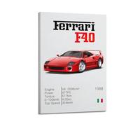 LADV Poster decorativo su tela, motivo: supercar Ferrari F40, motivo: auto sportiva da corsa, su tela, 40 x 60 cm