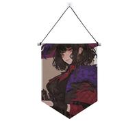Lady Anime Red Mystery banner appeso con asta telescopica banner bandiere decorazioni per feste all'aperto per interni, feste all'aperto