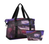 Lady Anime Red Mystery - Borsa da viaggio pieghevole, grande, per la notte, con borsa da toilette per yoga
