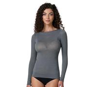 LADY·C Maglia Modal+Cashmere Scollo Barca Donna Intimo esternabile Morbida e Calda (IT, Testo, M, Regular, Regular, Grigio)