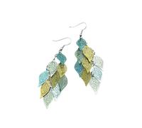 Lady Colorful Multi Layer Hollow Leaf Elegante Gancio Orecchini Gioielli Decor Orecchini Pendenti Orecchini Appesi Gioielli Moda, Misura unica
