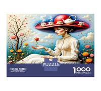 Lady Cup Hat Flower 1000 Pezzi Set Puzzle Enchanted Girl Charm Puzzle Classico Cartone Riciclato - Sfida Educativa, Gioco in Casa, Super Idea Regalo Per I Fan 38x26cm/1000pcs