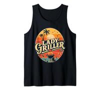Lady Griller Retro Sunset BBQ Grill Donna Barbecue Queen Canotta