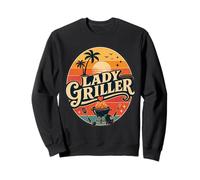 Lady Griller Retro Sunset BBQ Grill Donna Barbecue Queen Felpa