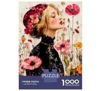 Lady Hat Bloom 1000 Pezzi Set Puzzle Vintage Floral Poise Puzzle Classico Cartone Riciclato - Sfida Educativa, Gioco in Casa, Super Idea Regalo Per I Fan 38x26cm/1000pcs