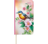 Lady Journal Slim Bird 2026 - Taschen-Kalender 9x15,6 cm - Weekly - 128 Seiten - Notiz-Buch - mit Info- und Adressteil - Alpha Edition