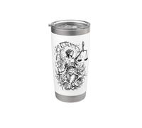 Lady Justice - Orologio rotto con spada e scaglie di arte floreale Bicchiere termico in acciaio inox doppia parete