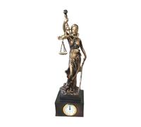 Lady Justice Statue - Resin Justice Figurine With Clock, Scale Sculpture Decor, Law Symbol Ornament, Desk Tabletop Art Piece, Classic Decorative Figure, Shelf Display For Office Study Living Room