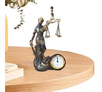 Lady Justice, statuette decorative in resina, orologio integrato compatto, elegante combinazione di funzionalità artistiche per casa, ufficio, studio, soggiorno, camera da , comodino, libreria