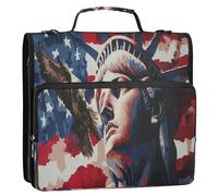 Lady Liberty Presidents Day Art - Borsa con 3 anelli con cerniera, con tracolla, tasche multiple, organizer per la scuola media