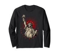 Lady Liberty Red Sunburst xilografia Maglia a Manica