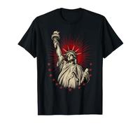Lady Liberty Red Sunburst xilografia Maglietta