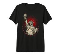 Lady Liberty Red Sunburst xilografia Maglietta Premium
