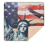 Lady Liberty - Tappetino da gioco per bambini, con bandiera americana e presidenti degli Stati Uniti, in morbida schiuma, impermeabile, per gattonare i bambini, 127 x 127 cm