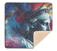 Lady Liberty USA Presidents Day - Tappetino da gioco per bambini con bandiera americana, grande, robusto, per interni ed esterni, portatile, per la pancia, per neonati, 127 x 127 cm