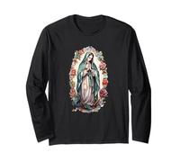Lady of Guadalupe Graphic for Christian Colorful Catholic Maglia a Manica