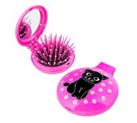 Lady Retro - Spazzola per capelli a specchio 2 in 1, colore: rosa gatto