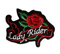 Lady Rider Biker - Toppe Termoadesive Patch Toppa Ricamate, Misura: 9 x 7 cm, Farbvariante:rosso