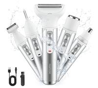 Lady Shaver Rasoio elettrico senza fili 5 in 1 per le donne Ricaricabile Indolore Bikini Trimmer Uso bagnato e asciutto Rasoi femminili Depilazione per viso, gambe, sopracciglia, naso ascellare