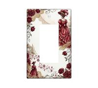 Lady Single Rocker Light Switch Cover, Vintage Romantic Roses Lace N/a Red Plastic Standard Size Decorative Wall Plates for Home Living Room New Apartment Decor